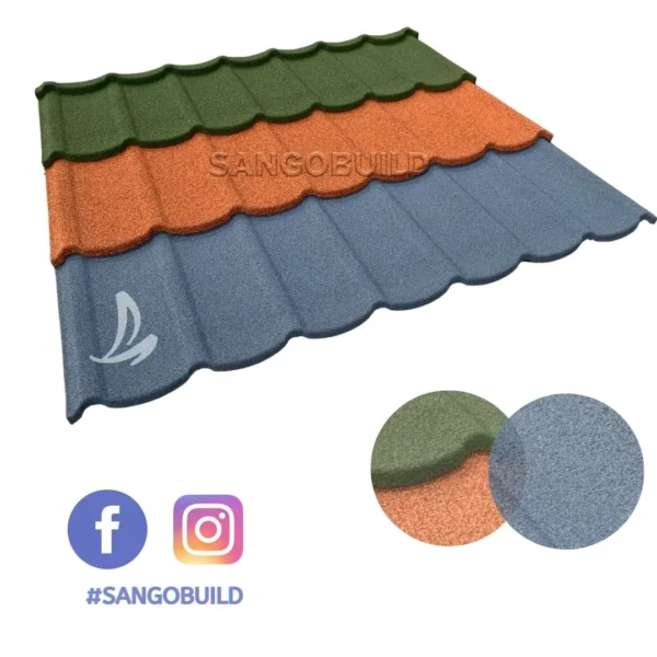 0.45mm Aluzinc Steel Deco Roofing Material Colorful Stone Chips Coating Metal Panel Anti Fade Sound Proof Stone Coated Roof Sheet Tile