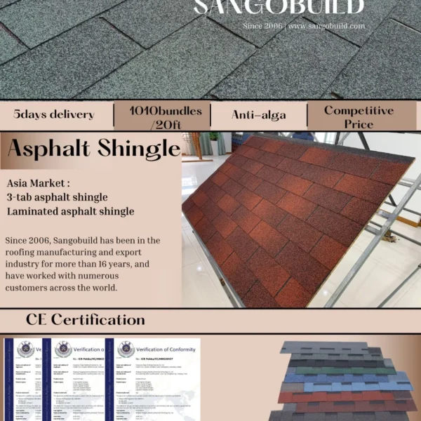 10000 Sqm Self-Adhesive Hexagon Fiberglass Asphalt Shingle Mosaic Asphalt Shingle