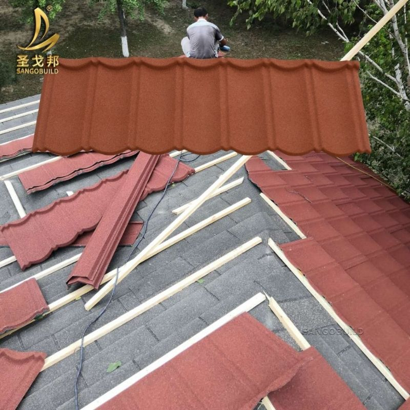 30 Years Warranty Villa Rooftop Design Modern Red Color Stone Coated Steel Roofing Sheet 30 Years Warranty Villa Rooftop Design Modern Red Color Stone Coated Steel Roofing Sheet