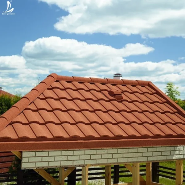50-Year Guarantee 0.45 mm Roman Rainbow Roofing Tile Stone Coat Metal Roof Tile