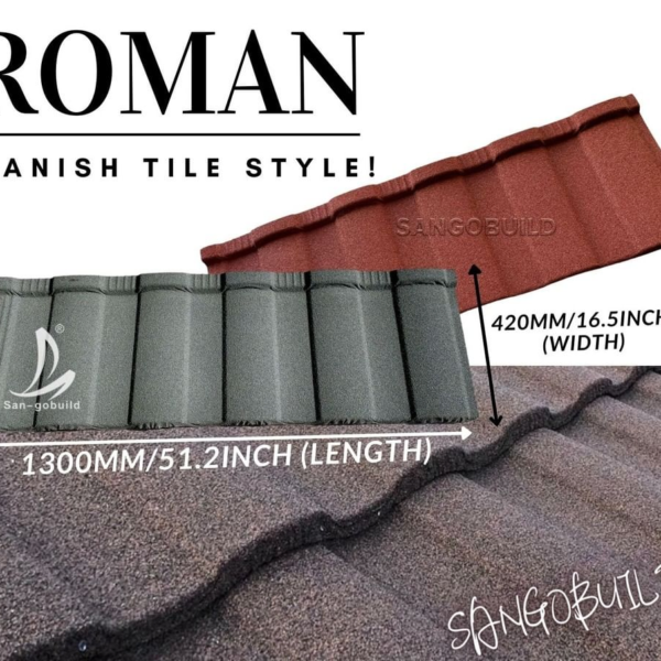 50-Year Guarantee 0.45 mm Roman Rainbow Roofing Tile Stone Coat Metal Roof Tile