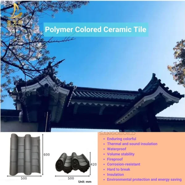 50 Years Warranty High Polymer Antique Roof Sheet Chinese Roofing Tiles Ancient Architectural Buildings