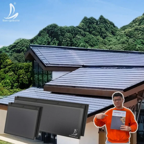 5kw on Grid Solar System BIPV Roof Integrated Monocrystalline Solar Roofing Tile with Mounting Bracket