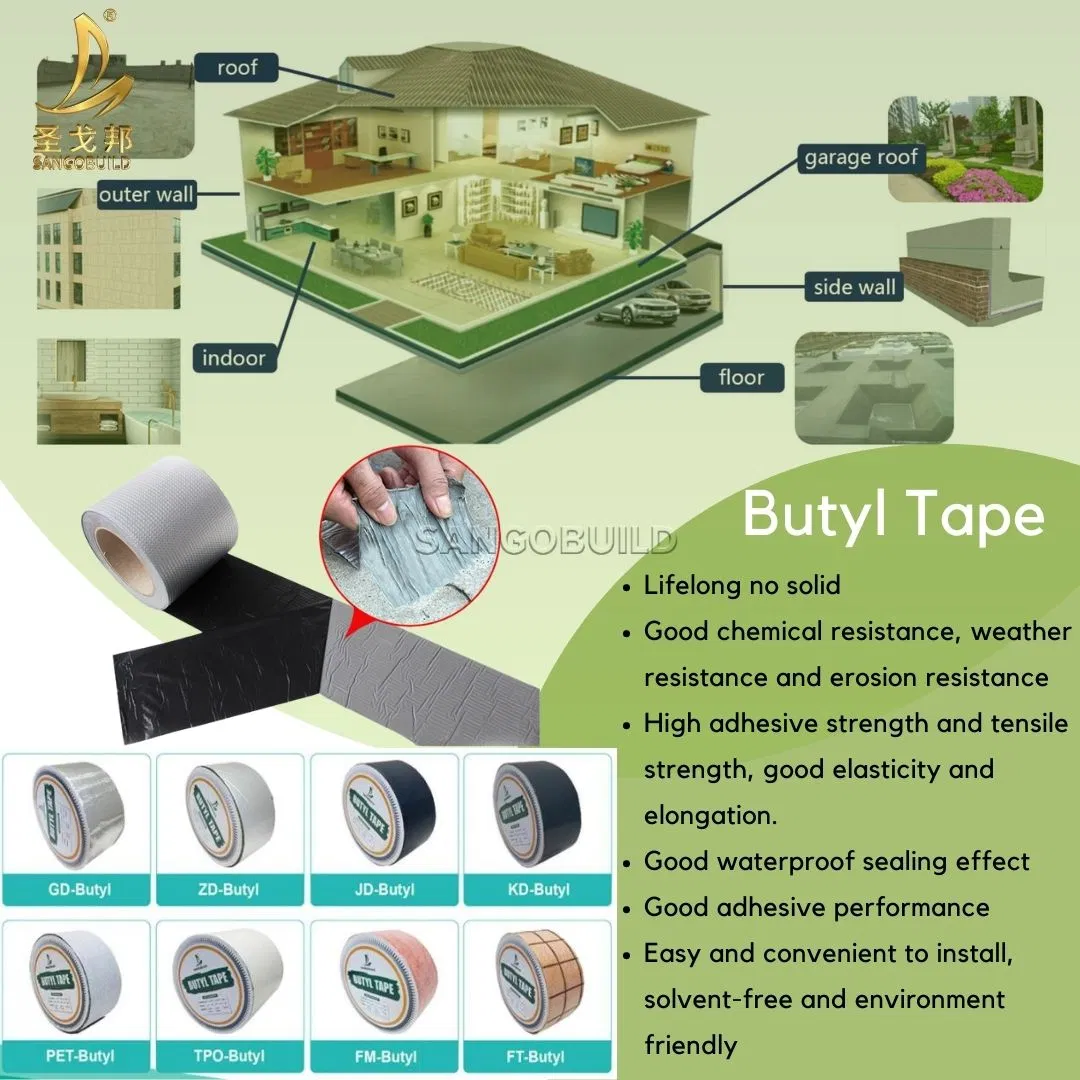 Aluminum Foil Self Adhesive Bitumen Waterproof Butyl Waterproof Tpo Roofing Membrane Leakage Repairing Tape Aluminum Foil Self Adhesive Bitumen Waterproof Butyl Waterproof Tpo Roofing Membrane Leakage Repairing Tape