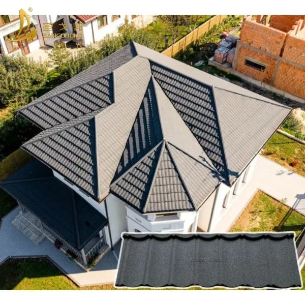 Anti-Corrosion Shingles Light-Weight Building Materials Stone Coated Metal Roof Tiles for Apartment