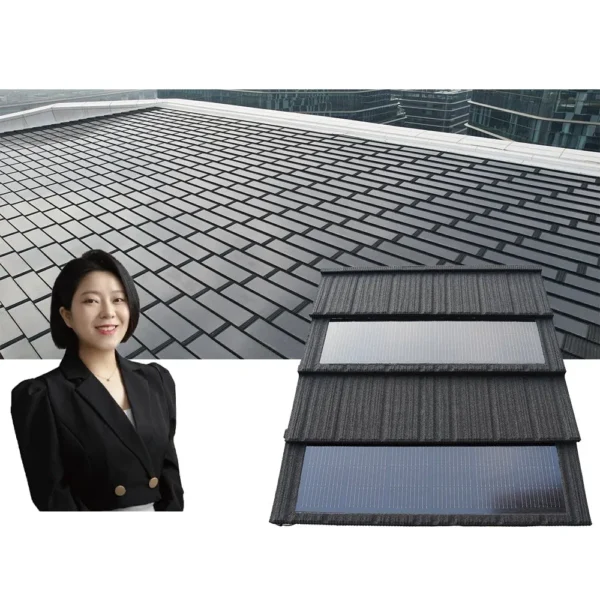 BIPV Solar Panels Roof Tile with Colorful Stone Coated Metal Sheet