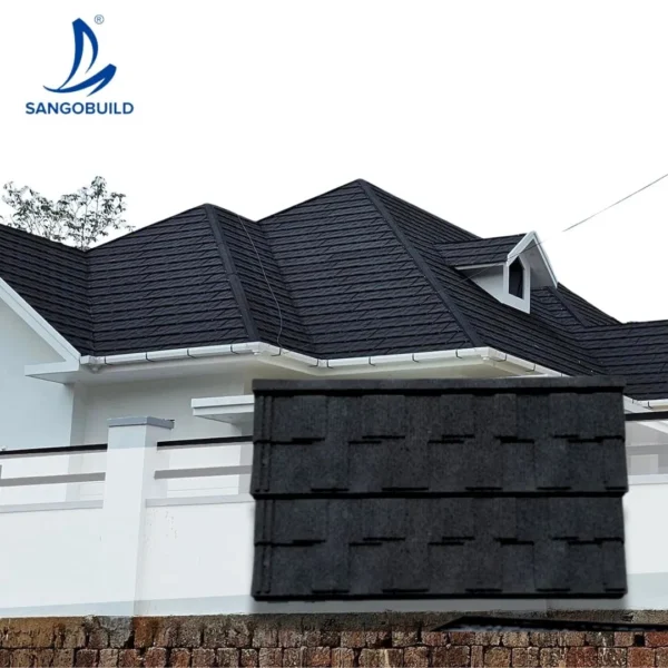Bond Stone Coated Roof Tiles Metal Black Metal Tile 0.3mm Roofing Sheet