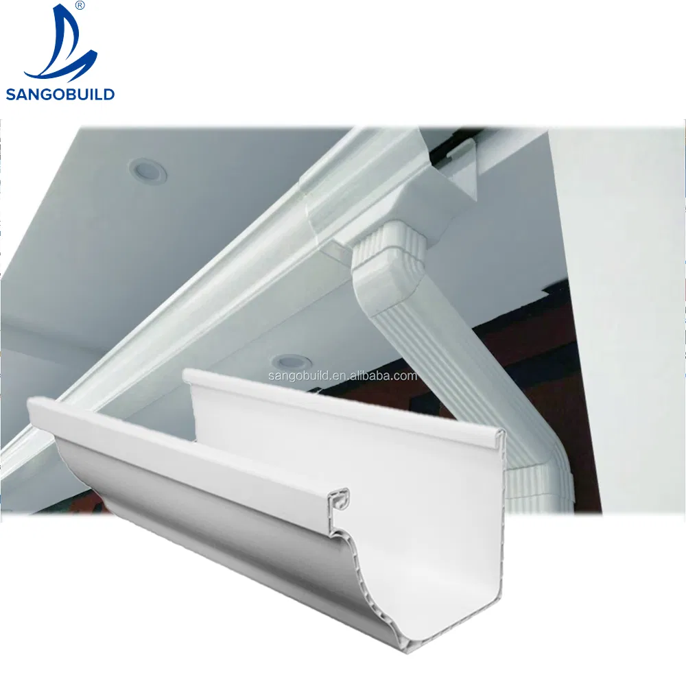 Building Material PVC Gutter, Free Sample K-Style White PVC Rain Gutter Building Material PVC Gutter, Free Sample K-Style White PVC Rain Gutter