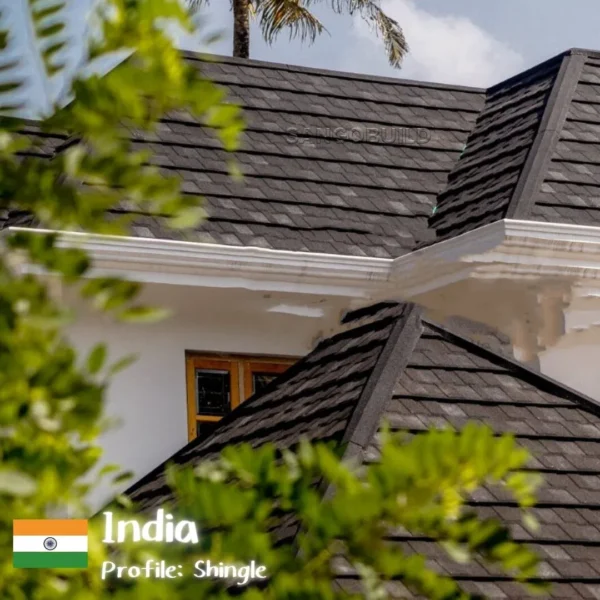 Chandigarh India Hot-Sale New Roofing Tile 50-Year-Warranty GSM150 Stone Coated Metal Roof Tiles Punjab 0.45mm Steel Roofing Sheet Low Rate for 1 Sqft