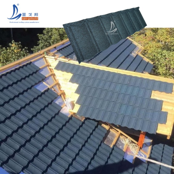 China Bond Stone Roofing Tile Sample Metal Galvanize Colored Stone Coated Steel Roof Tile