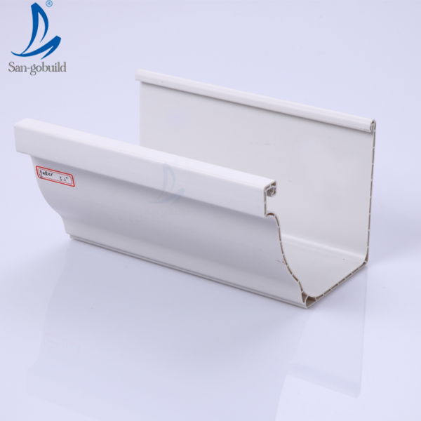 China Plastic Building Material 5.2/7inch K-Style PVC Fittings Rain Gutter