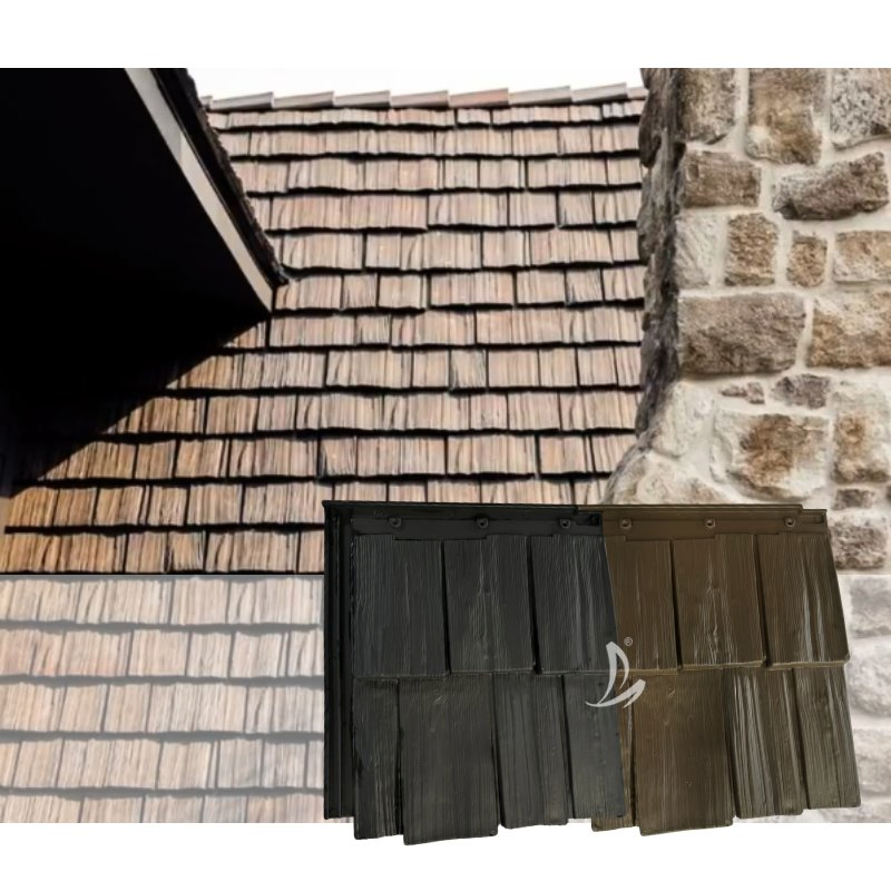 Chinese Architectural Building Material Ancient Wood Grain Shake High Polymer Roofing Sheet Chinese Architectural Building Material Ancient Wood Grain Shake High Polymer Roofing Sheet