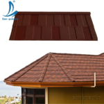 Chinese Factory Low Price Roofing Shingles Villa Rooftop Design Modern Red Color Stone Coated Metal Roof Tile