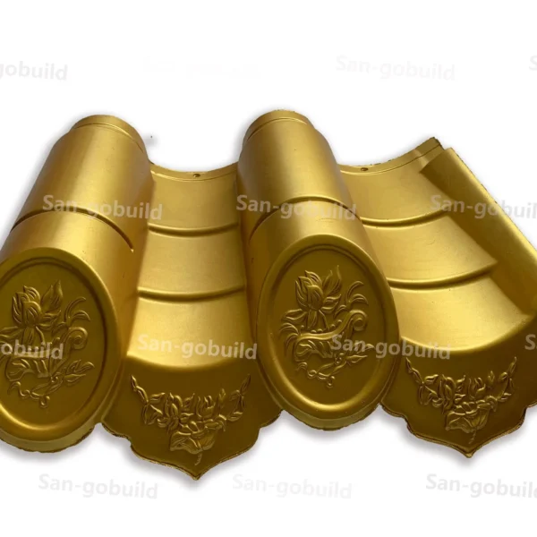Chinese Roof Tile Traditional Polyester Building Material Clay Style Roofing Sheet Golden Color Temple Roof Tile