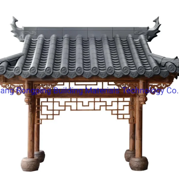 Chinese Traditional Style Temple House Building Black Grey Green Color Synthetic Resin Roofing Tile