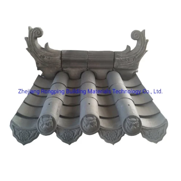 Chinese Traditional Style Temple House Building Black Grey Green Color Synthetic Resin Roofing Tile