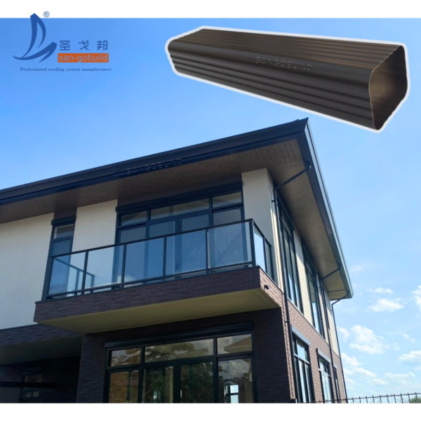 Classical Design Square Pipe Clamp Easy Installation Rainwater Downspout Aluminium Rain Gutters