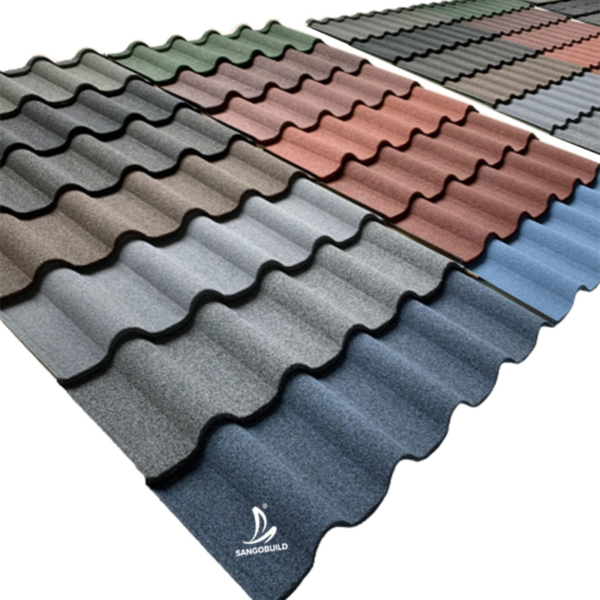 Color Corrugated Stone Coated Metal Roof Tile Materials Steel Roofing Sheet Golan Design Tile Manufacturers