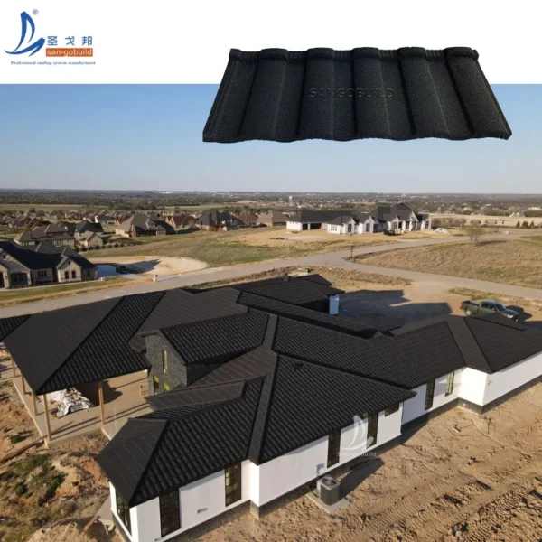 Color Stone Coated Steel Spanish Roof Tiles Prices Jamaican Black Roofing Tile