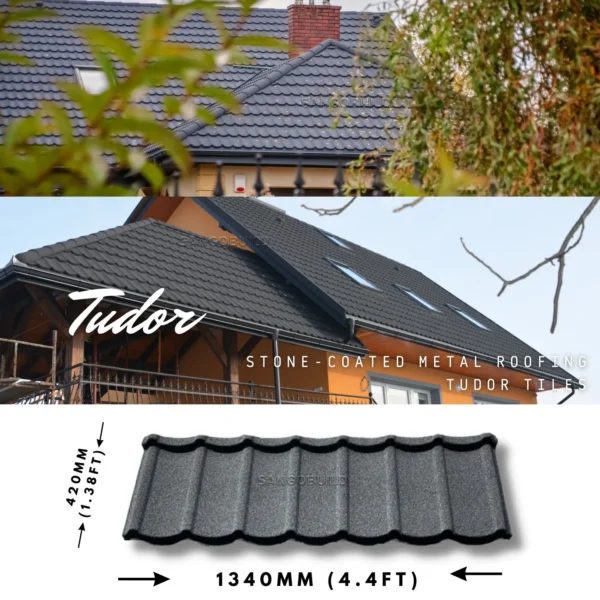 Corrosion Resistant Aluminum Roofing Sheet Stone Coated Metal Roof Tiles Tudor Type