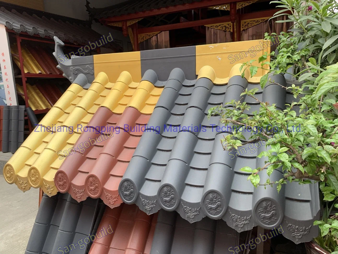 Easy Installing Polymer Material Lightweight Chinese Roof Tile for Temple Style Rooftop Easy Installing Polymer Material Lightweight Chinese Roof Tile for Temple Style Rooftop