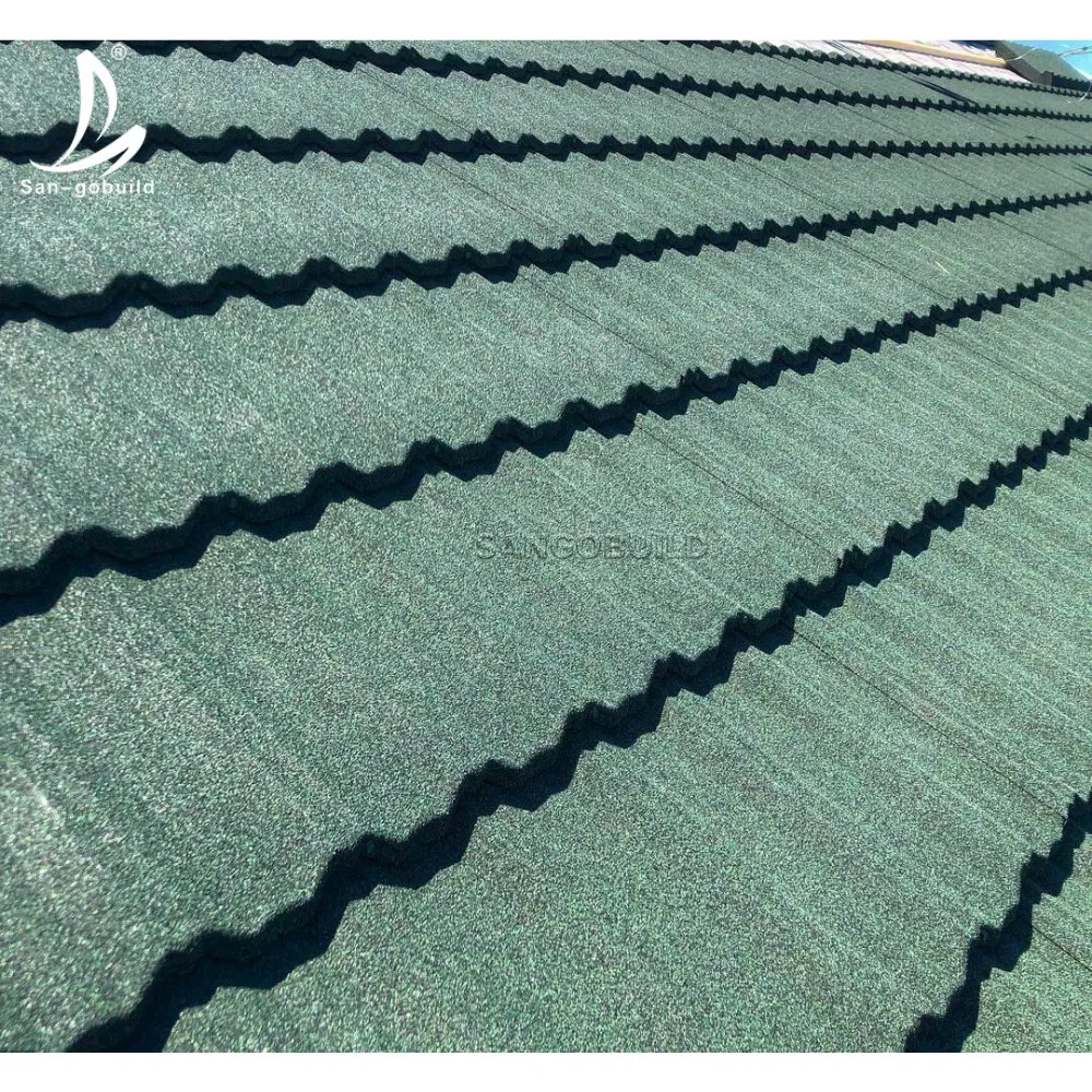 Enhanced Noise Reduction Design Outdoor Tile Aluminium-Zink Stone Coated Metal Roof Tiles Enhanced Noise Reduction Design Outdoor Tile Aluminium-Zink Stone Coated Metal Roof Tiles