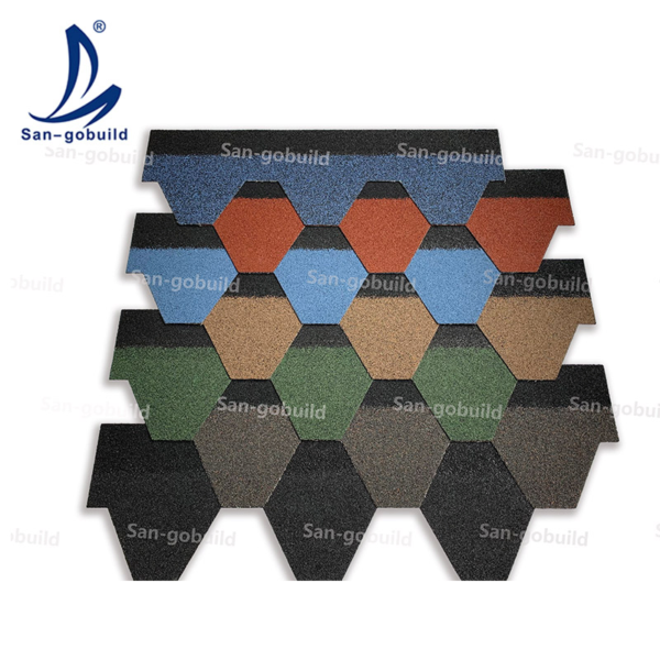 Factory Direct Roofing Shingles Hexagonal Asphalt Bitumen Tile Shingle Mosaic