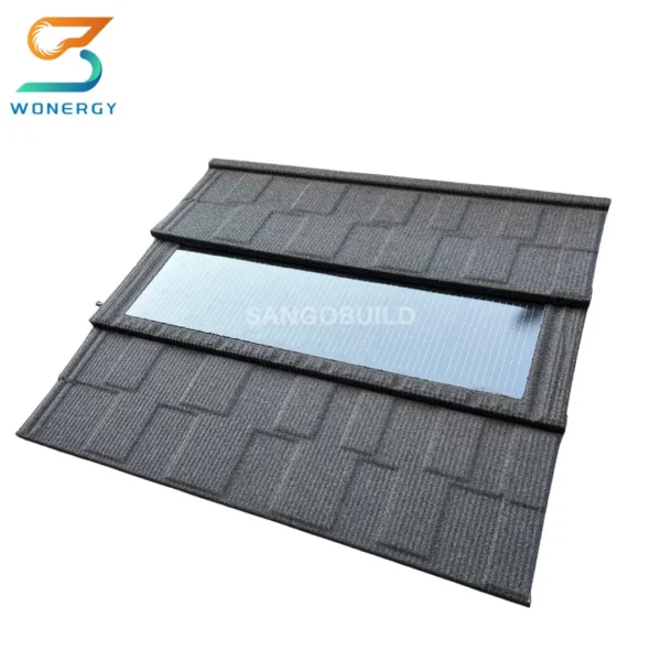 Germany Solar Panel Roof Tile Integrated 35W Double Glass Black Solar Roof Tiles for Berlin Market