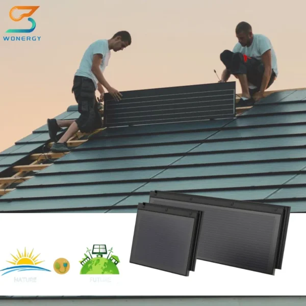 Germany Solar Panel Roof Tile Integrated 35W Double Glass Black Solar Roof Tiles for Berlin Market