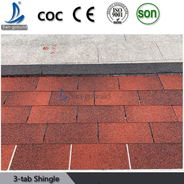Good Quality Asphalt Roofing Shingles Red 3-Tab Asphalt Shingles