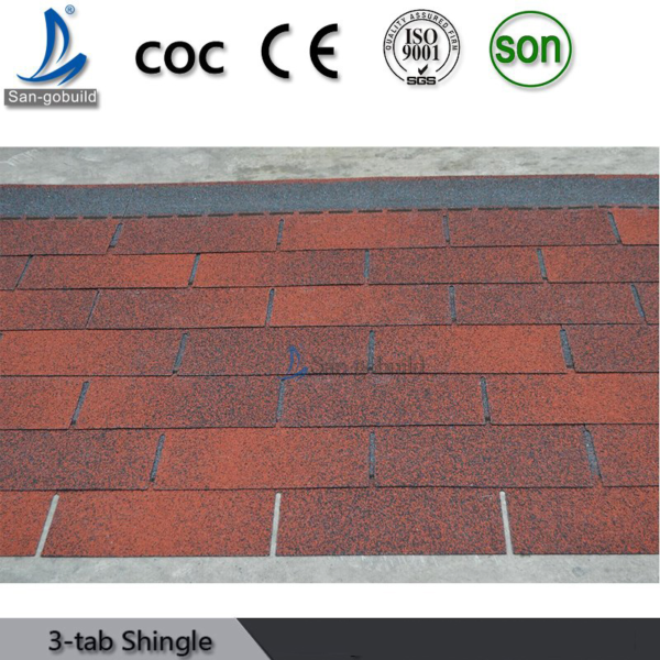 Good Quality Asphalt Roofing Shingles Red 3-Tab Asphalt Shingles