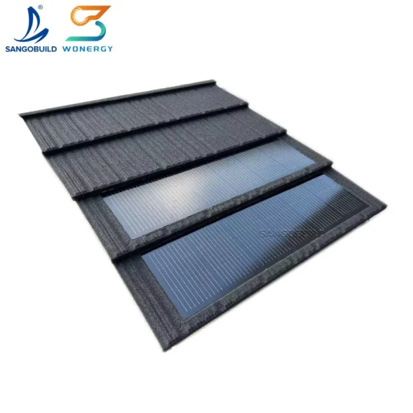 Green Energy Rooftop Photovoltaic Solar Panel with Stone Coated Metal Roofing Tile