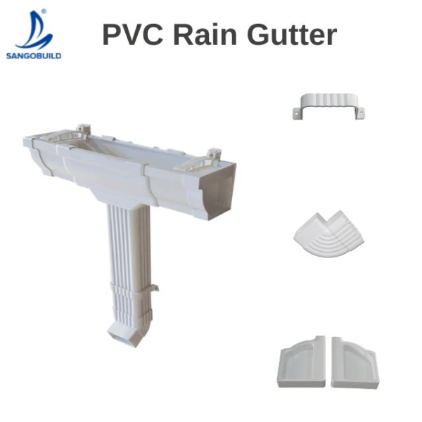 Half-Round Rain Gutter for Roof Drainage System Factory Price PVC Rain Water Gutters Fittings Rainwater Roof Gutter for Ghana Kenya Chile