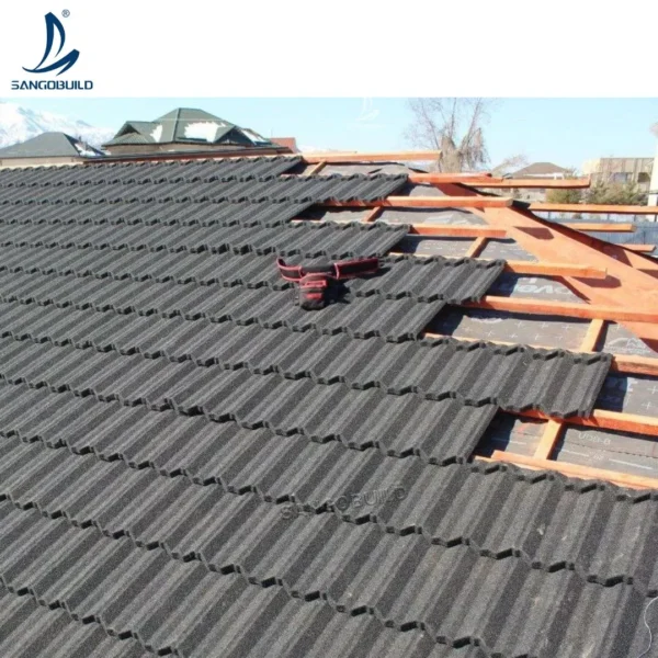 Heavy Rain Proof Anti Leak Lightweight 0.4mm Stone Coated Metal Roof Tiles