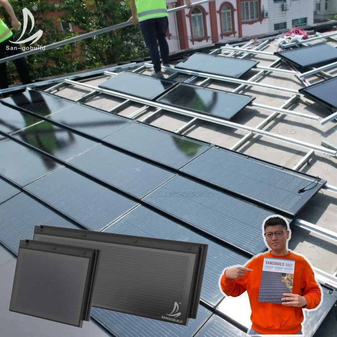 High Power Generation Efficiency Solar Rooftiles Roof Aesthetics Grey Black BIPV Solar Roof Tile High Power Generation Efficiency Solar Rooftiles Roof Aesthetics Grey Black BIPV Solar Roof Tile