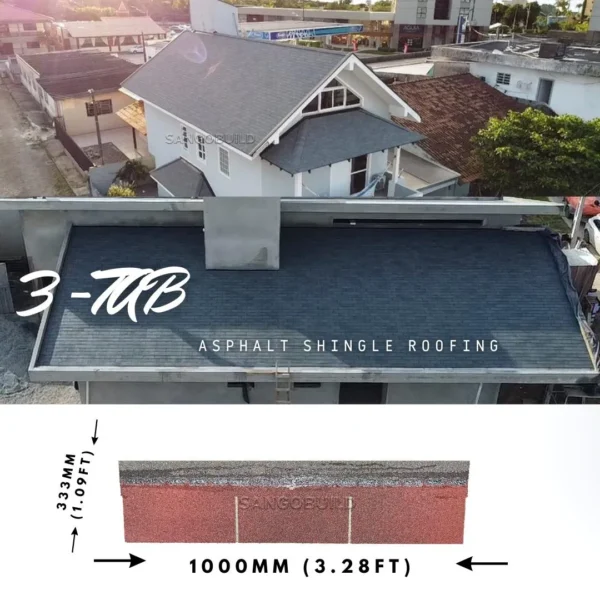 Hot Sale Cambodia Philippines Vietnam Thailand Asphalt Roofing Shingles 3 Tab Shingle