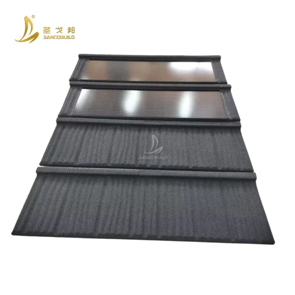 Hot Sales Nigeria Stone Coated Metal Solar Tiles 50 Years Warranty