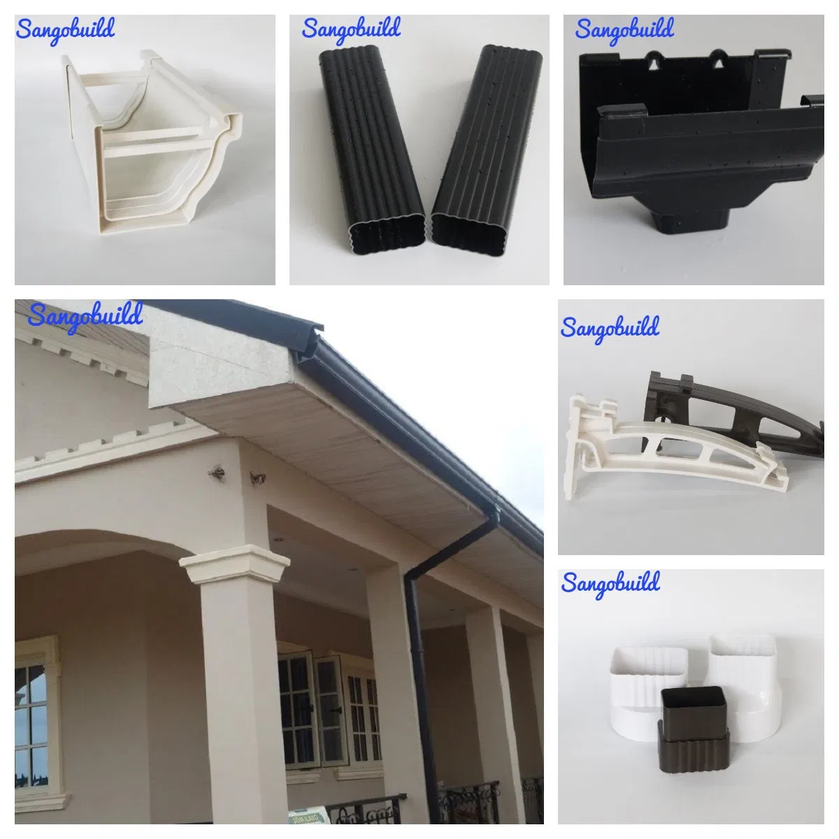 Hot Sell Factory Directly Sell PVC Rain Gutter and Downspout for PVC Roofing Materials Hot Sell Factory Directly Sell PVC Rain Gutter and Downspout for PVC Roofing Materials