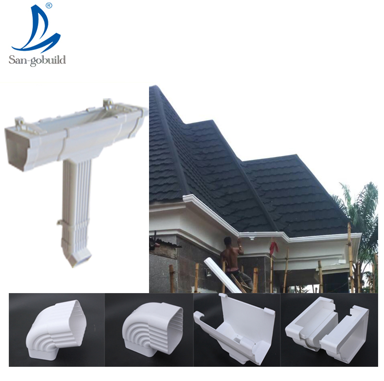 House Roofing Plastic Rain Water Collector Gutter PVC System Rain Gutter Drop Outlet House Roofing Plastic Rain Water Collector Gutter PVC System Rain Gutter Drop Outlet