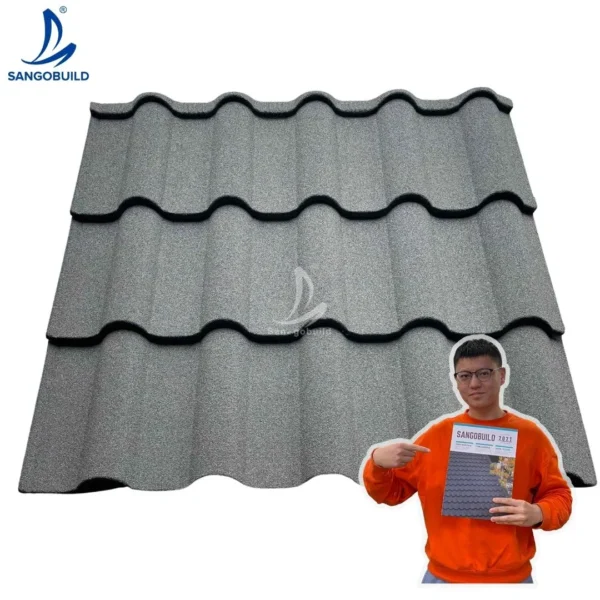 India Kerala Punjab Decorative Roofing Materials Corrugated Aluminum Zinc Stone Coated Metal Roof Tiles for Resort