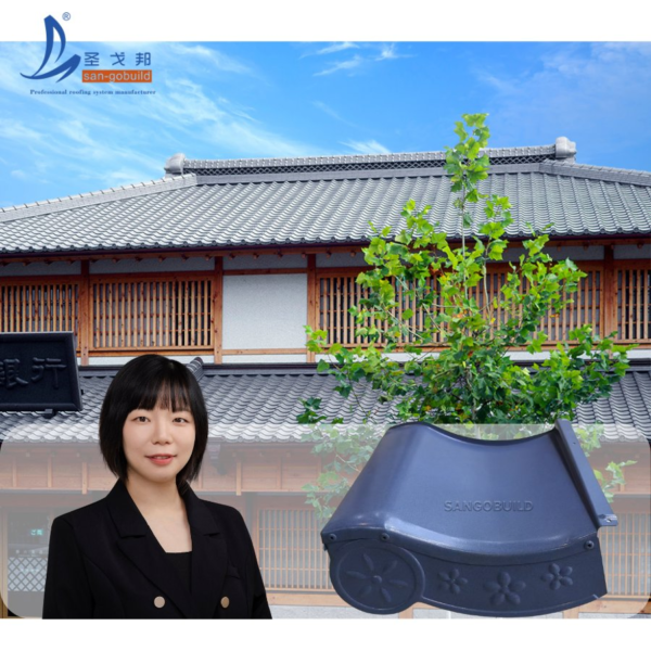 Japanese Sakura Garden Resorts Roofing Material Fireproof Kawara Aluminum Roof Tile