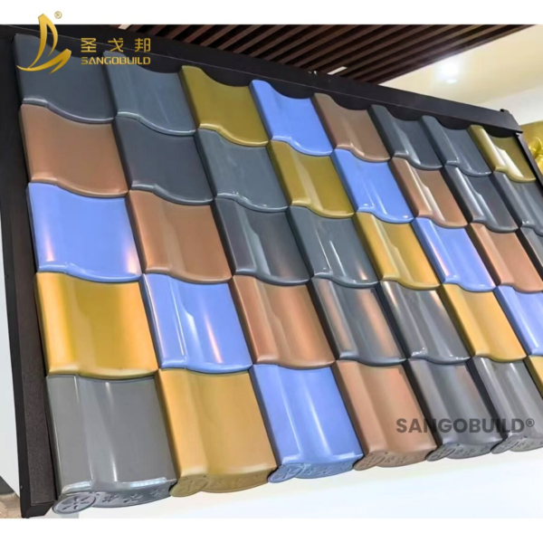 Japanese Sakura Garden Resorts Roofing Material Fireproof Kawara Aluminum Roof Tile