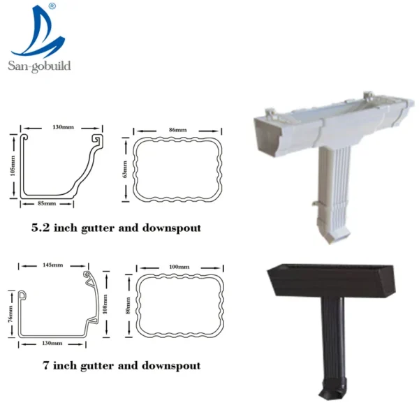 K-Style 5.2'' Plastic PVC Square Tube Fittings/PVC Pipe/Rainwater Gutters/Malaysia Gutter Price for Rainwater