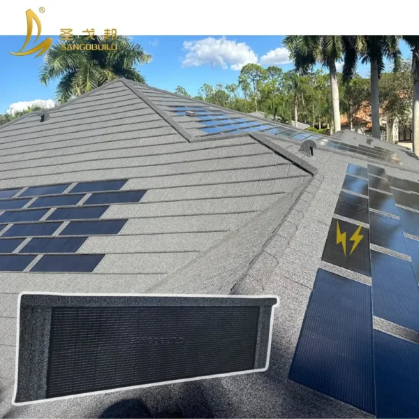 Modern House Solar Panels Energy-Saving Metal Roof System Easy-Installation Solar Roof Tiles