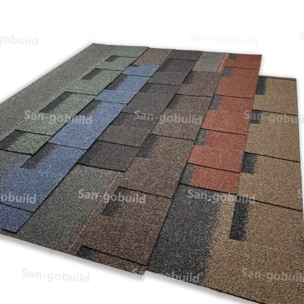 Natural Stone Chips Covered Fiberglass Asphalt Roofing Shingles Dual Layers Roof Tile