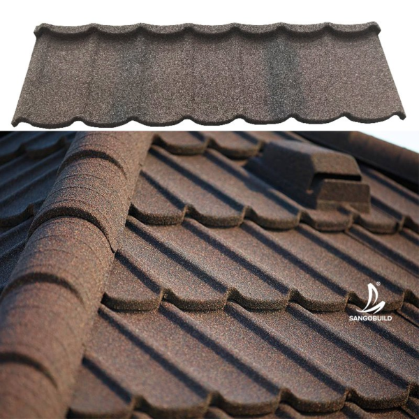 New Tudor Type Roofing Tiles Houses Building Materials Zambia Stone Coated Metal Roof Tile