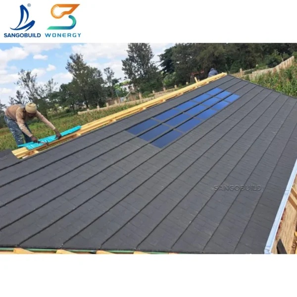 off Grid Solar Systems BIPV Solar Stone Coated Metal Roofing Tile