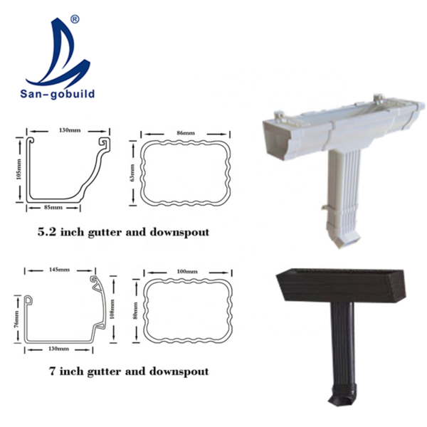 Plastic Rain Water Collector Seamless Guttering Decorative Downspouts PVC Calhas