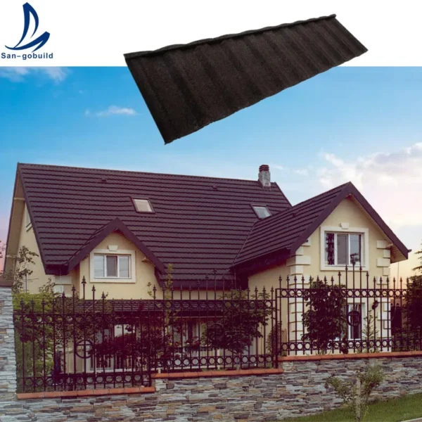 Premium UV Resistant Heat Reflective 50 Year Stone Coated Metal Roof Tiles for African Luxury Villas