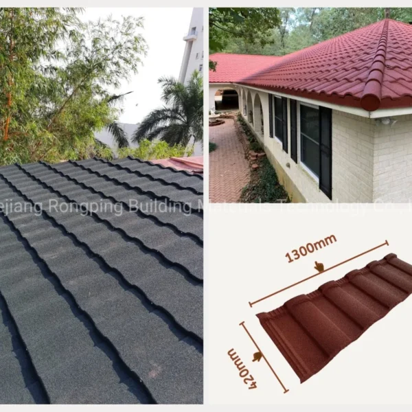 Professional Manufacture Colorful Stone Chips Coated Metal Roofing Tiles